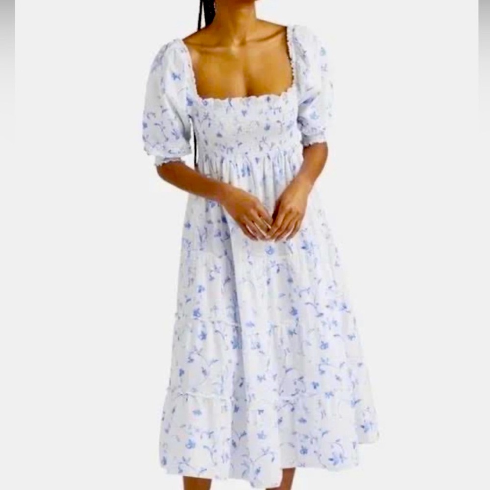 Hill House: The Nesli Nap dress. Blue and White. XS